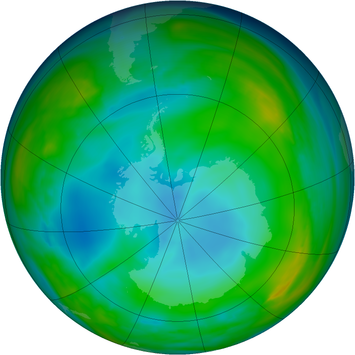 Antarctic ozone map for 23 June 2005